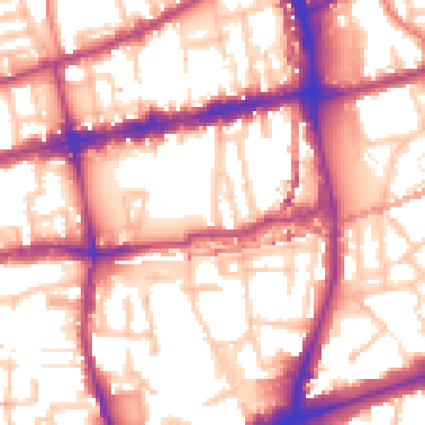 Daytime road noise heatmap for E2 0BS