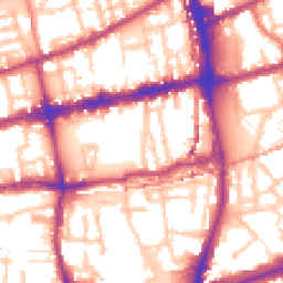 Daytime road noise heatmap for E2 0BT