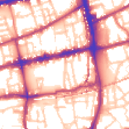 Daytime road noise heatmap for E2 0BU