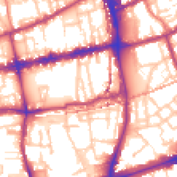 Daytime road noise heatmap for E2 0DS
