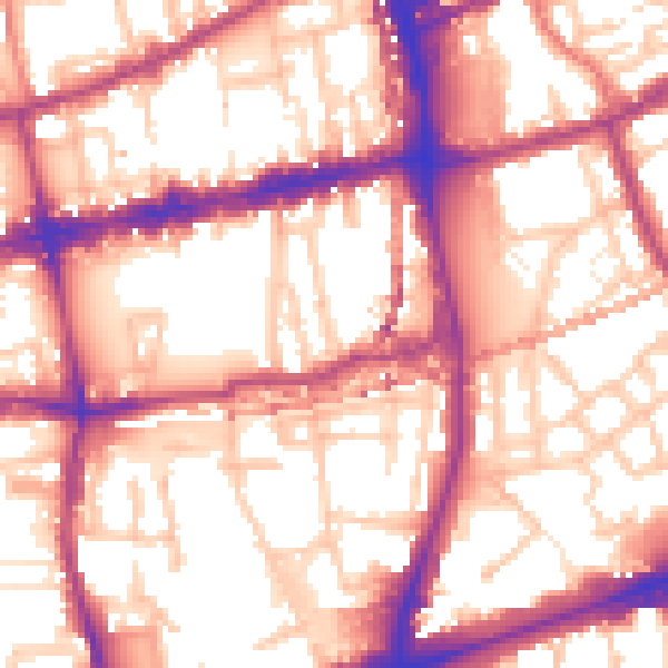 Daytime road noise heatmap for E2 0DU