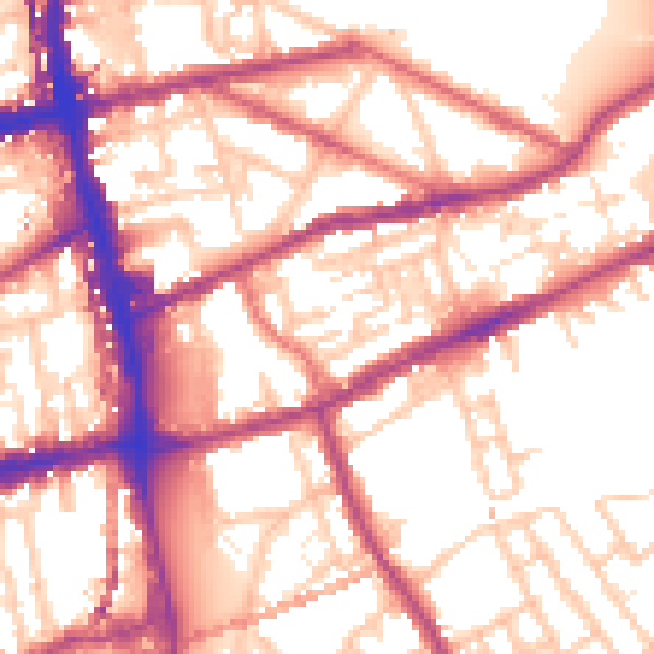 Daytime road noise heatmap for E2 0JN