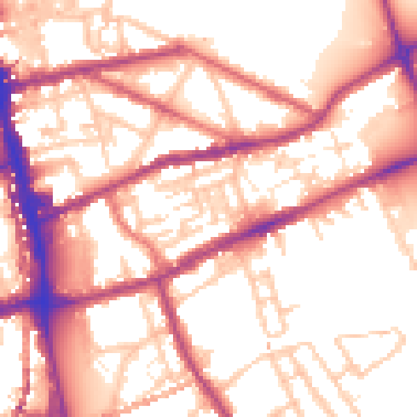 Daytime road noise heatmap for E2 0NH