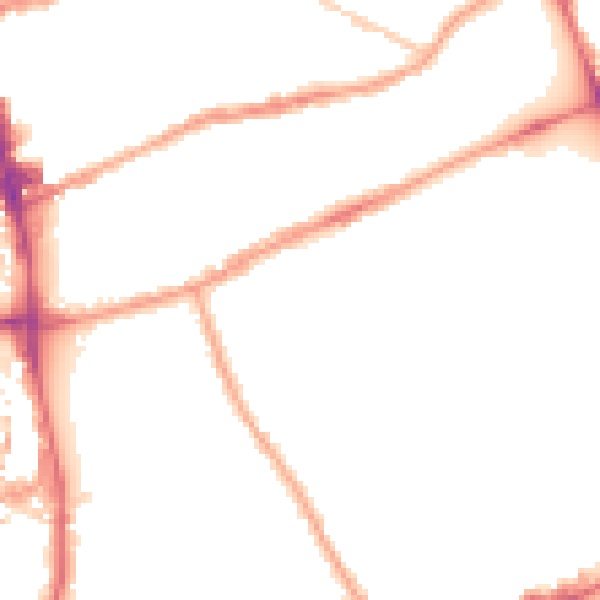 Night-time road noise heatmap for E2 0PR