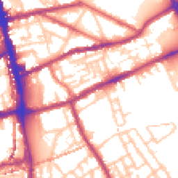 Daytime road noise heatmap for E2 0QN