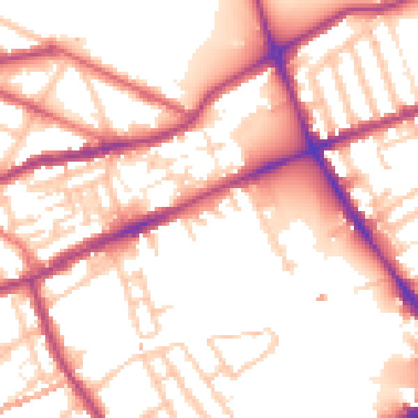 Daytime road noise heatmap for E2 0SD