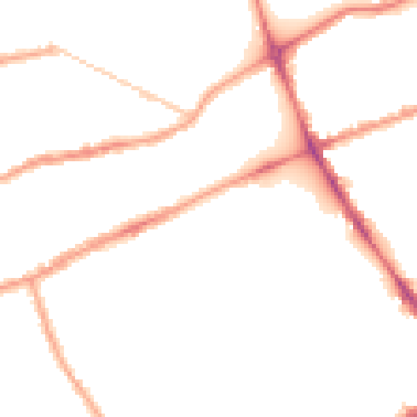 Night-time road noise heatmap for E2 0SD