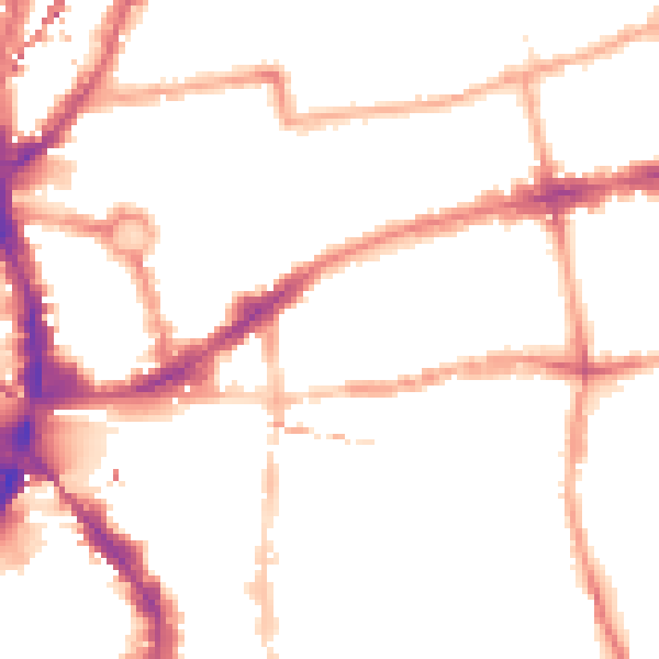 Night-time road noise heatmap for E2 6DZ