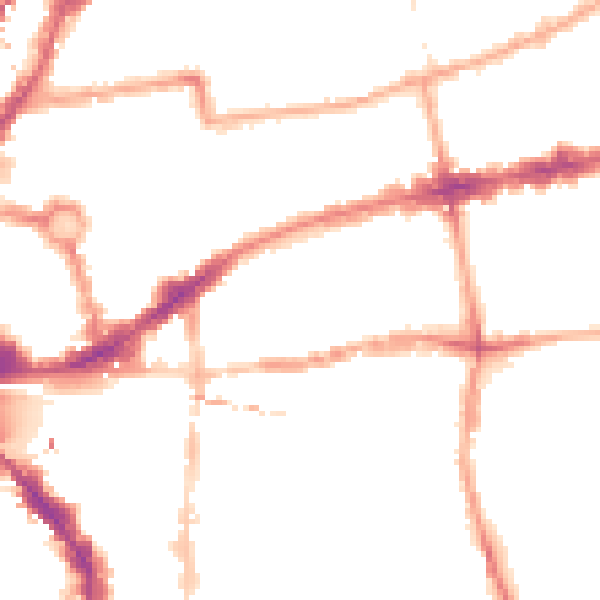 Night-time road noise heatmap for E2 6EF