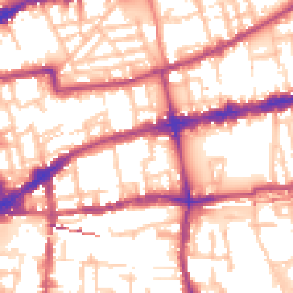 Daytime road noise heatmap for E2 6GJ