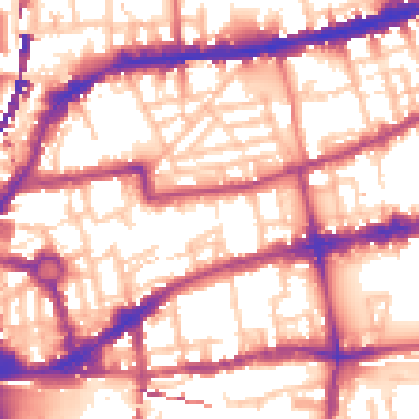 Daytime road noise heatmap for E2 6NL