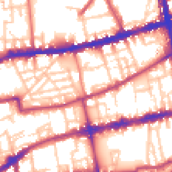 Daytime road noise heatmap for E2 6NX