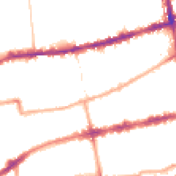 Night-time road noise heatmap for E2 6NX
