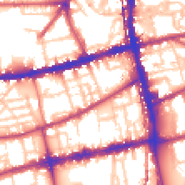 Daytime road noise heatmap for E2 6PY
