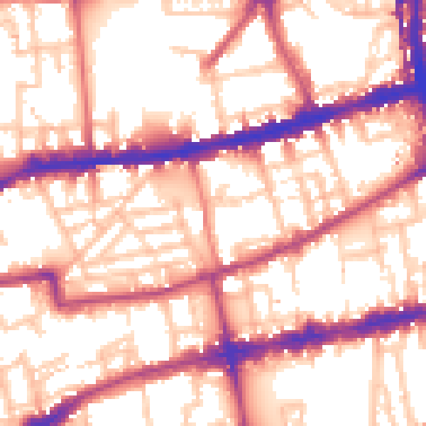 Daytime road noise heatmap for E2 7AG