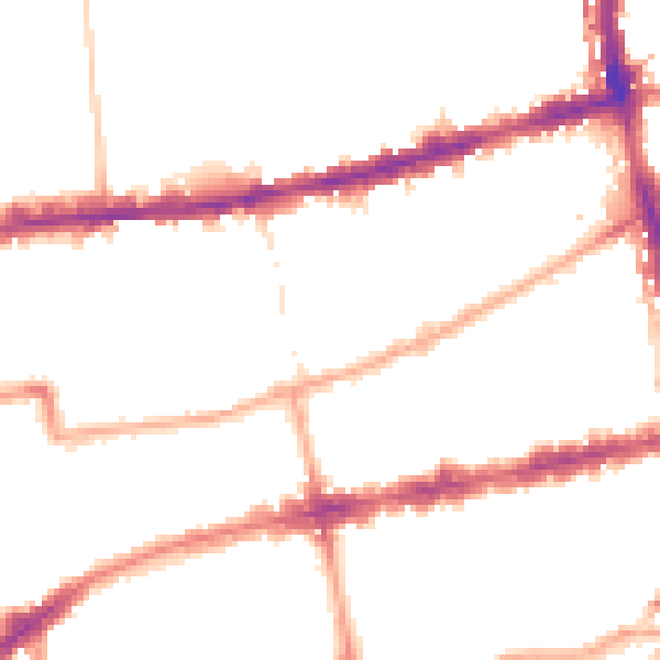 Night-time road noise heatmap for E2 7AQ