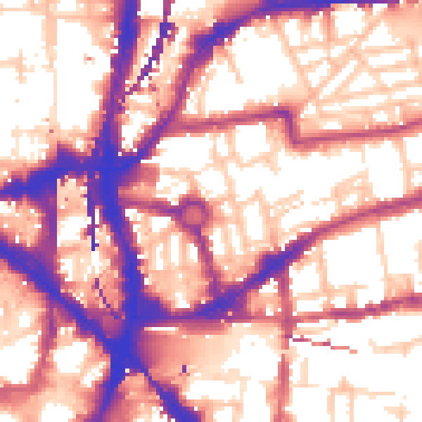 Daytime road noise heatmap for E2 7JU