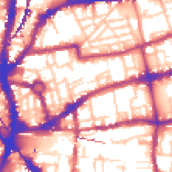 Daytime road noise heatmap for E2 7LH