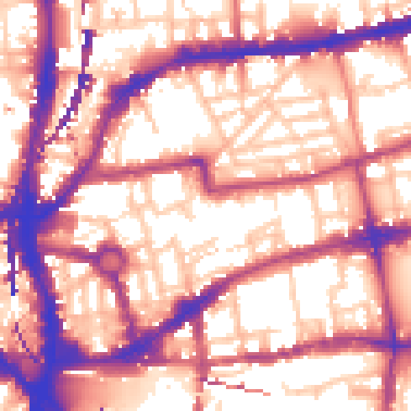 Daytime road noise heatmap for E2 7LS