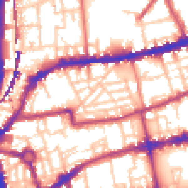 Daytime road noise heatmap for E2 7RG