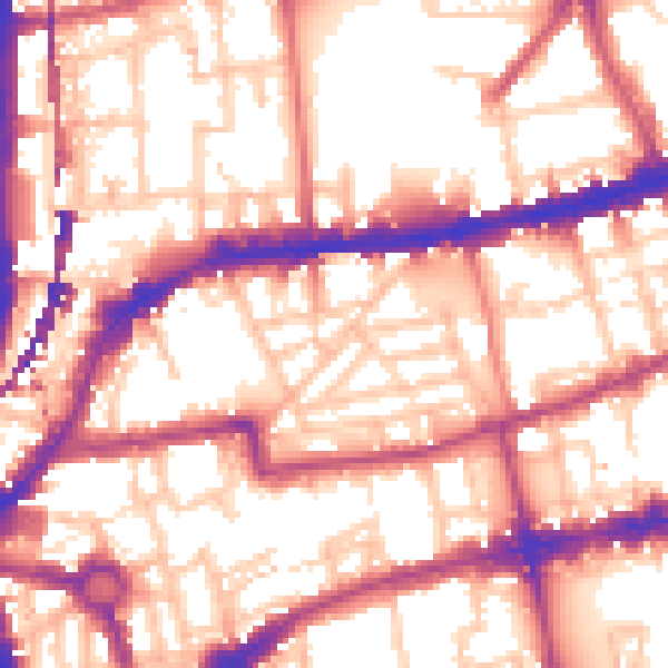 Daytime road noise heatmap for E2 7RJ