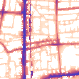 Daytime road noise heatmap for E2 8BT