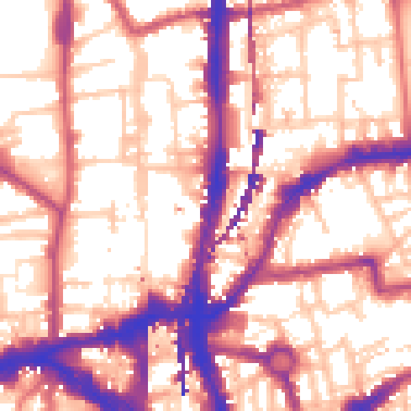 Daytime road noise heatmap for E2 8FQ