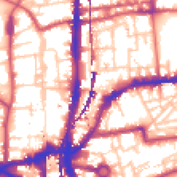 Daytime road noise heatmap for E2 8JH