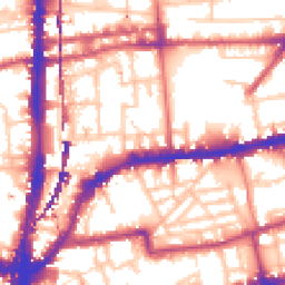 Daytime road noise heatmap for E2 8JU
