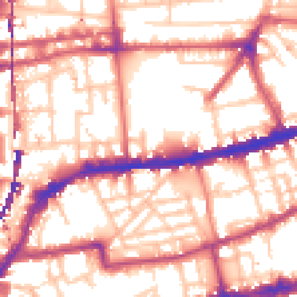 Daytime road noise heatmap for E2 8NH