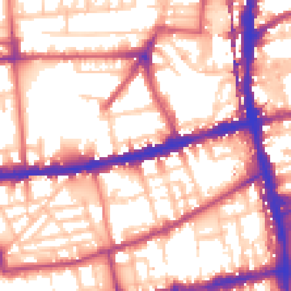 Daytime road noise heatmap for E2 8PT