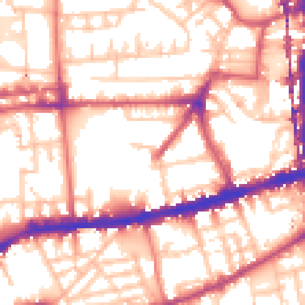 Daytime road noise heatmap for E2 8QH