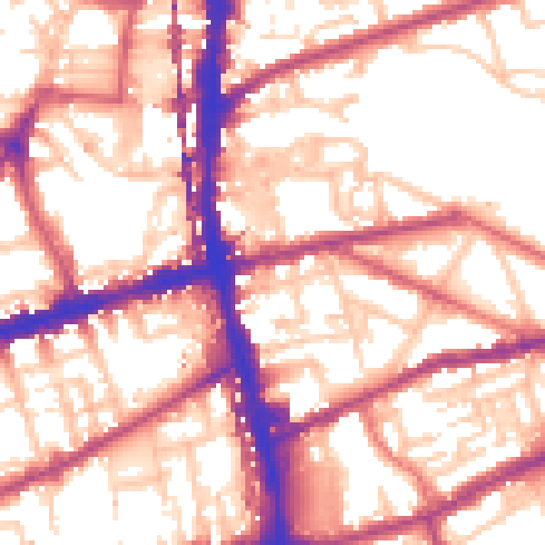 Daytime road noise heatmap for E2 9BS