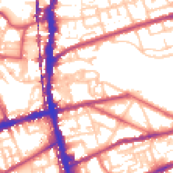 Daytime road noise heatmap for E2 9DF