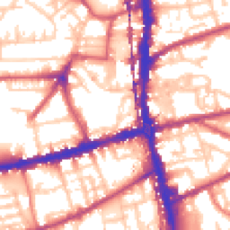 Daytime road noise heatmap for E2 9DT