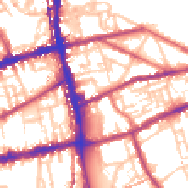 Daytime road noise heatmap for E2 9LR