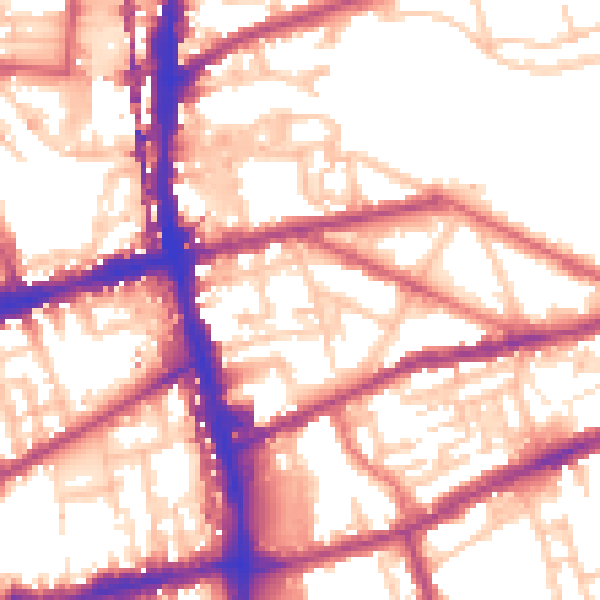 Daytime road noise heatmap for E2 9NY