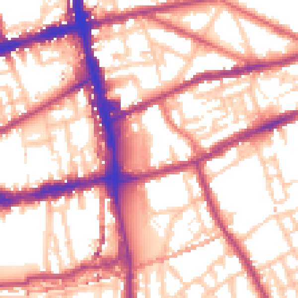 Daytime road noise heatmap for E2 9PB