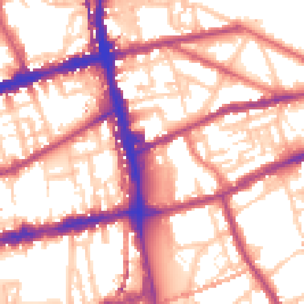 Daytime road noise heatmap for E2 9PH