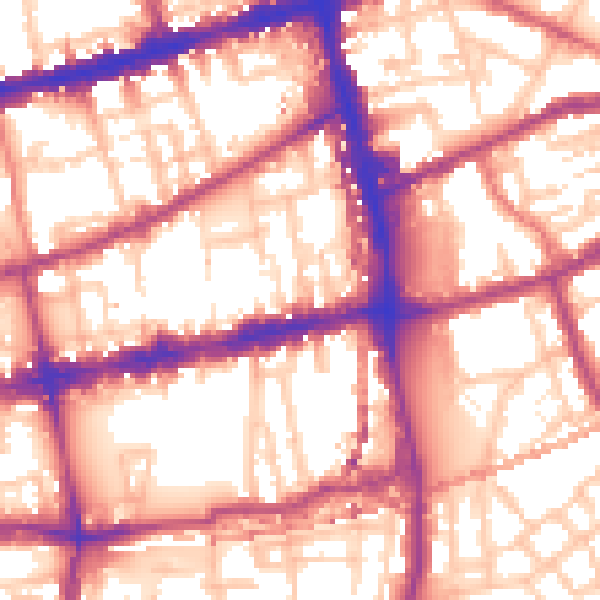 Daytime road noise heatmap for E2 9QG