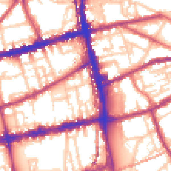 Daytime road noise heatmap for E2 9RN