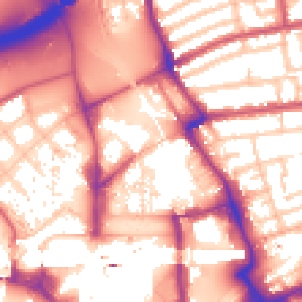 Daytime road noise heatmap for E20 1AQ