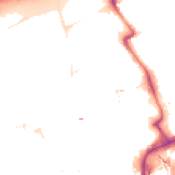 Night-time road noise heatmap for E20 1BL