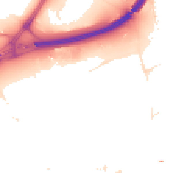 Night-time road noise heatmap for E20 1GU