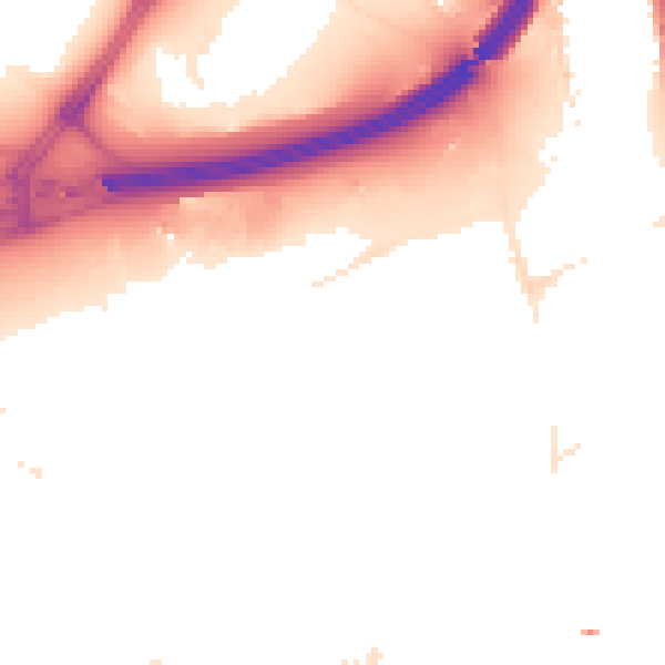 Night-time road noise heatmap for E20 1HB