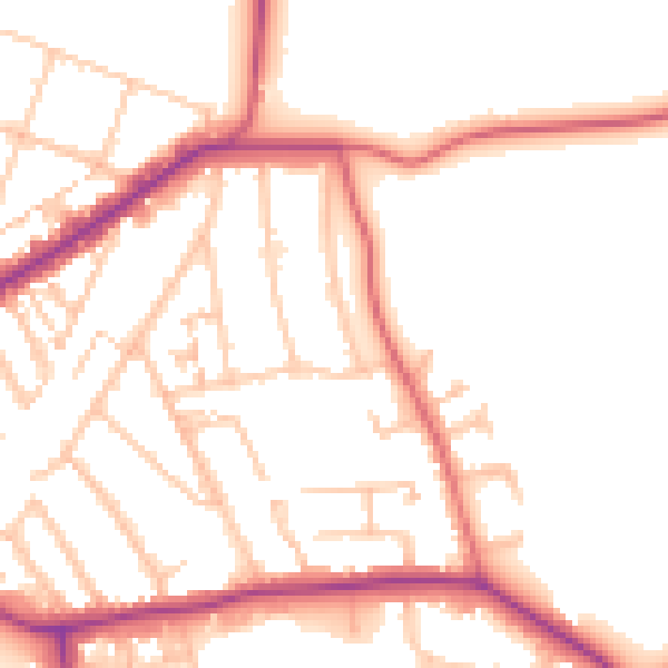 Daytime road noise heatmap for E4 6AZ