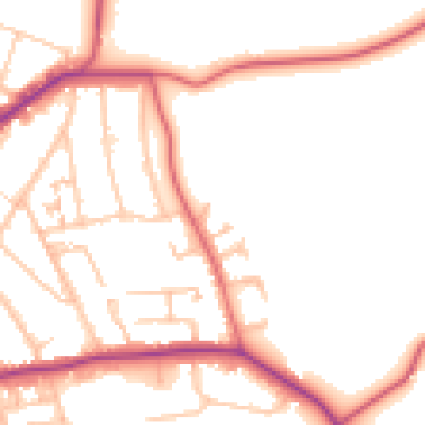 Daytime road noise heatmap for E4 6BD