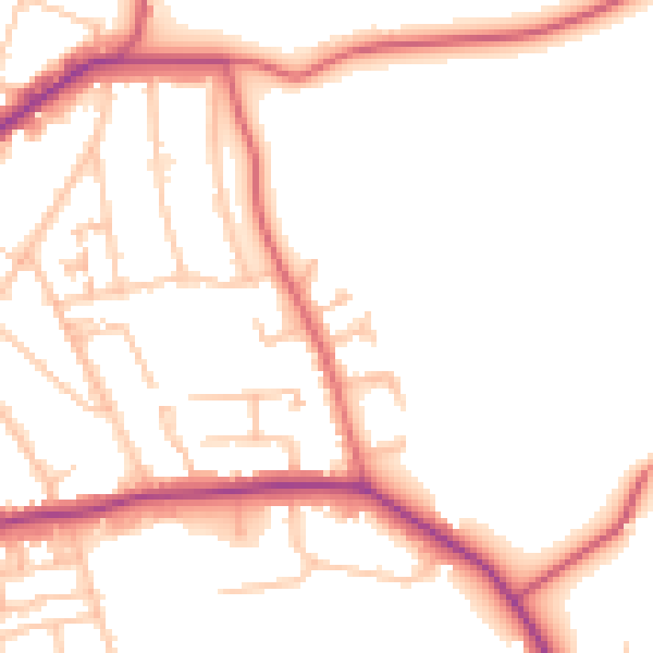 Daytime road noise heatmap for E4 6BE