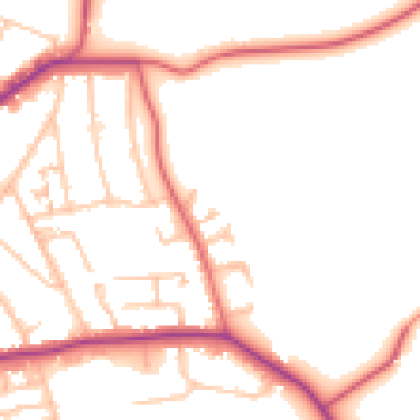 Daytime road noise heatmap for E4 6BG