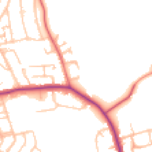 Daytime road noise heatmap for E4 6BJ